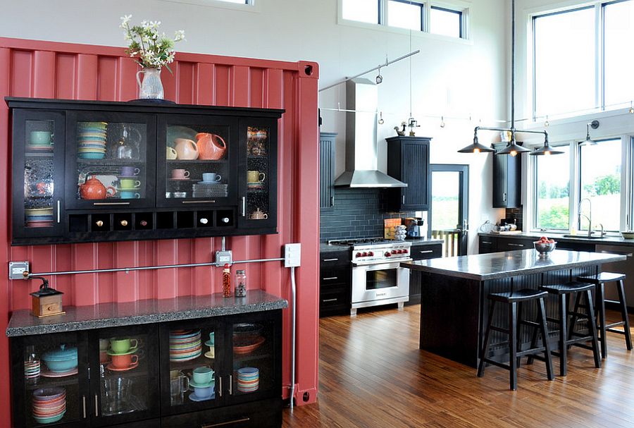 Salvaged shipping container turned into kitchen pantry! [Design: JG Development]