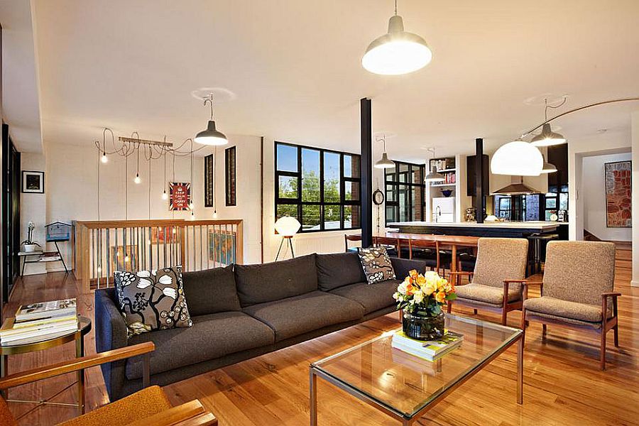 Second floor living area of the loft-styled Melbourne home