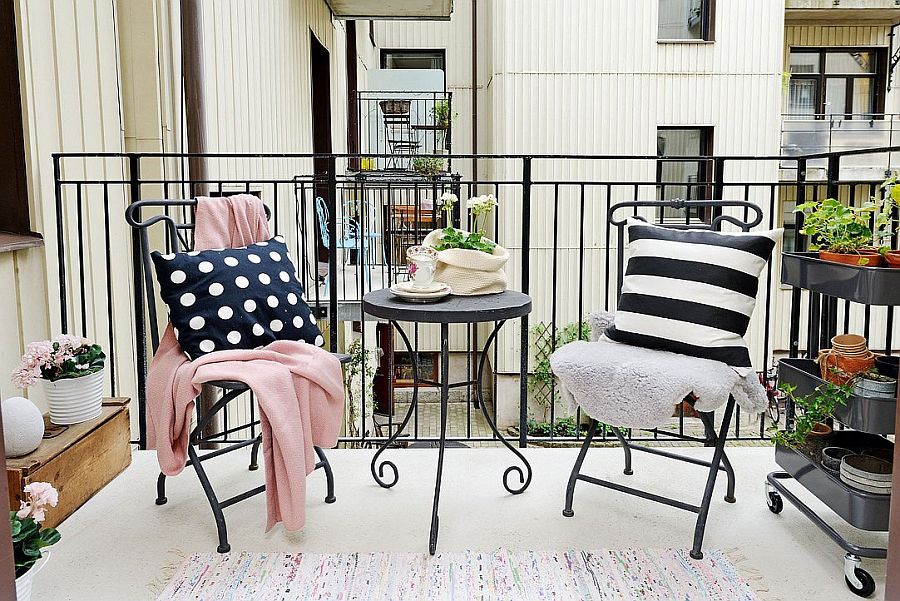 Small balcony of the Scandinavian home