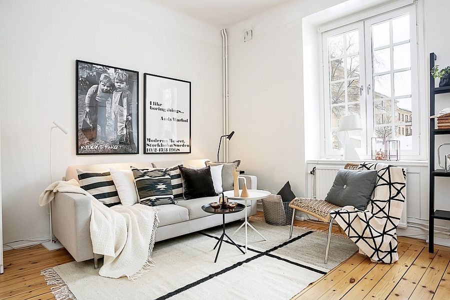 Modest living room of an elegant Stockholm apartment [Design: Britse & Company AB]