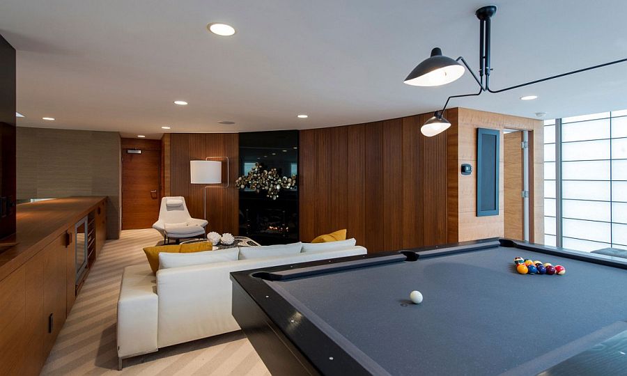 Smart game room and hangout with pool table