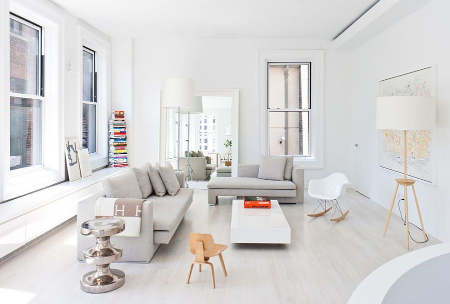 Stack of books add color to this living space