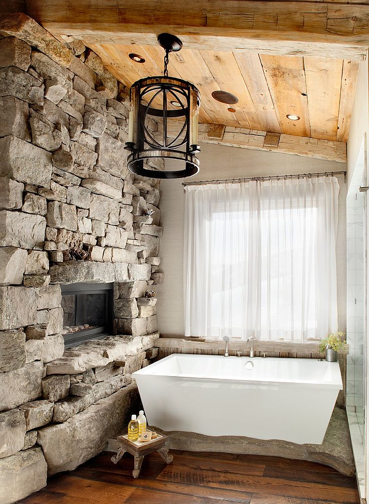 Stone wall brings the charm of a ski lodge design home [Design: Faure Halvorsen Architect]