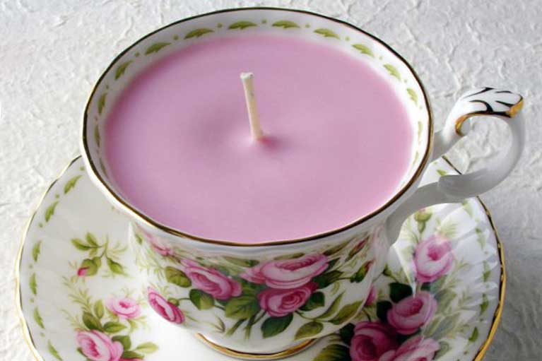 Teacup Candle Made with Vintage Teacup