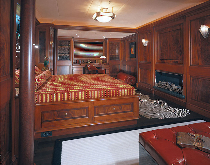 Elegant bedroom of the Tiara Yacht