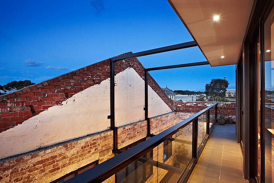Top level balcony of the old warehouse turned into modern home