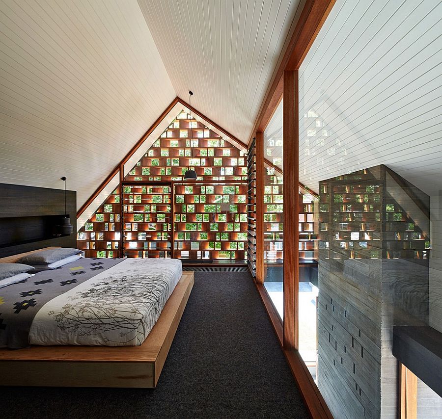 Top level bedroom with custom timber screen