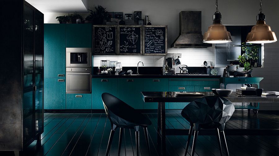 Trendy kitchen composition with distinct industrial style