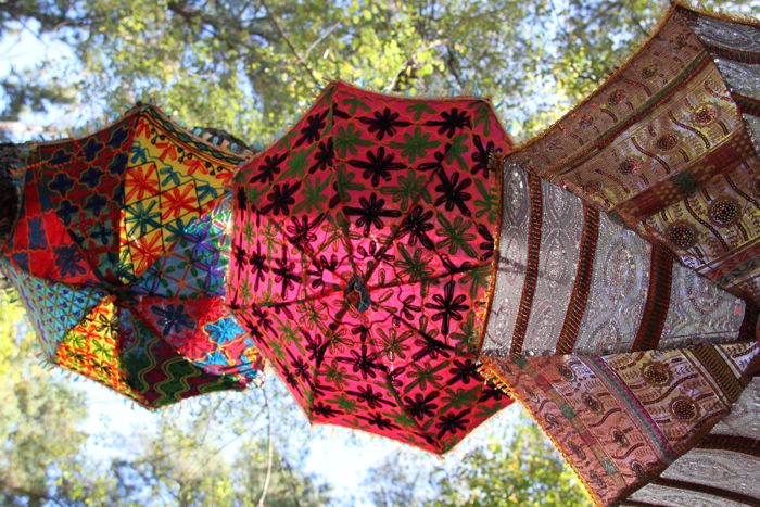 Colorful outdoor umbrellas with chic, modern twist