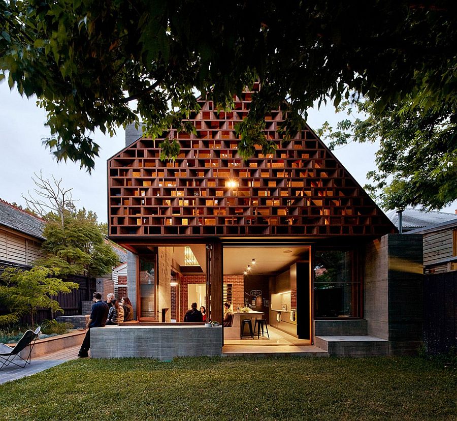 Unique wood and concrete exterior of the contemporary Melbourne home