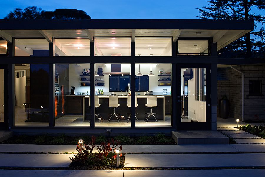 View of the kitchen from the private backyard