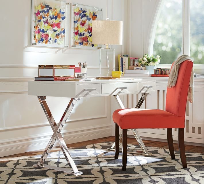 White trestle desk from Pottery Barn