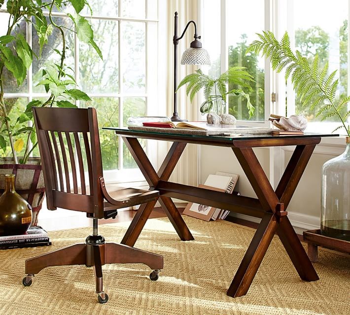 Elegant wood trestle desk legs