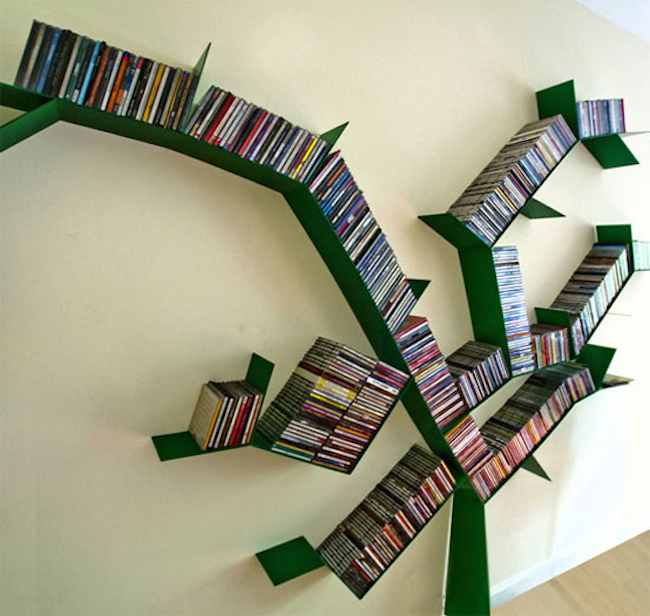 bookshelves green tree