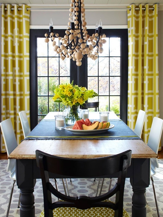 french doors drapes yellow