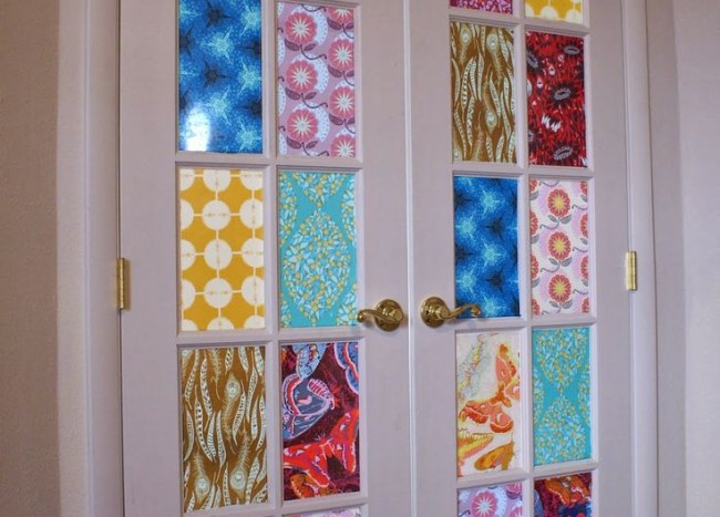 15 Brilliant French Door Window Treatments Decoist   French Doors Fabric Covering 650x467 