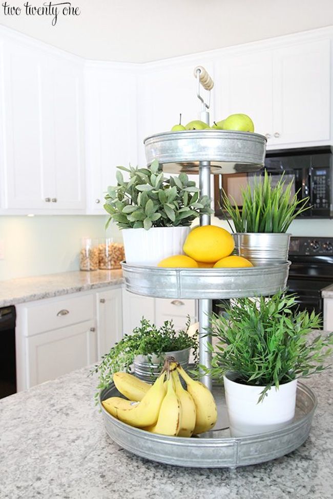 Tiered stand with herbs and fruit for the kitchen