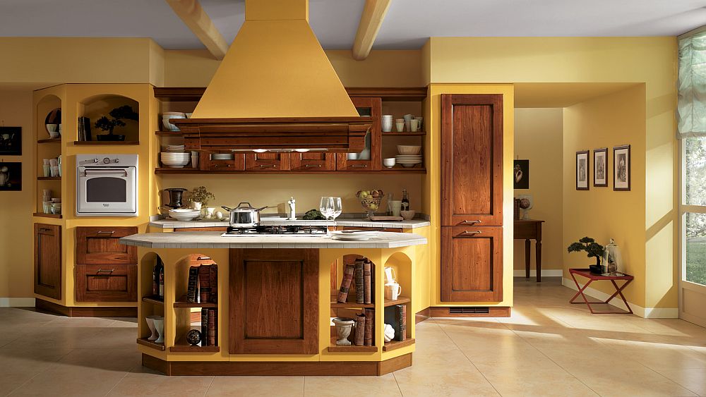 A splash of brilliant yellow for the traditional kitchen