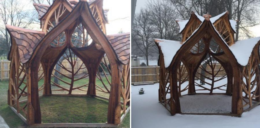 Architectural wooden gazebo