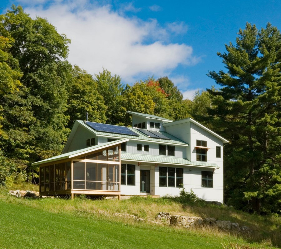 Back view of a screened-in porch