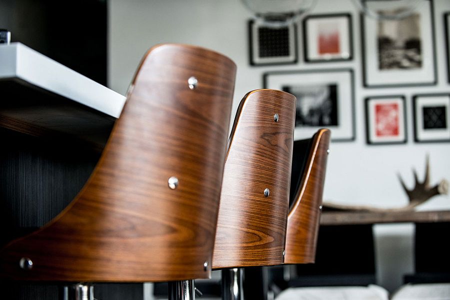 Bar stools bring unique texture to the kitchen