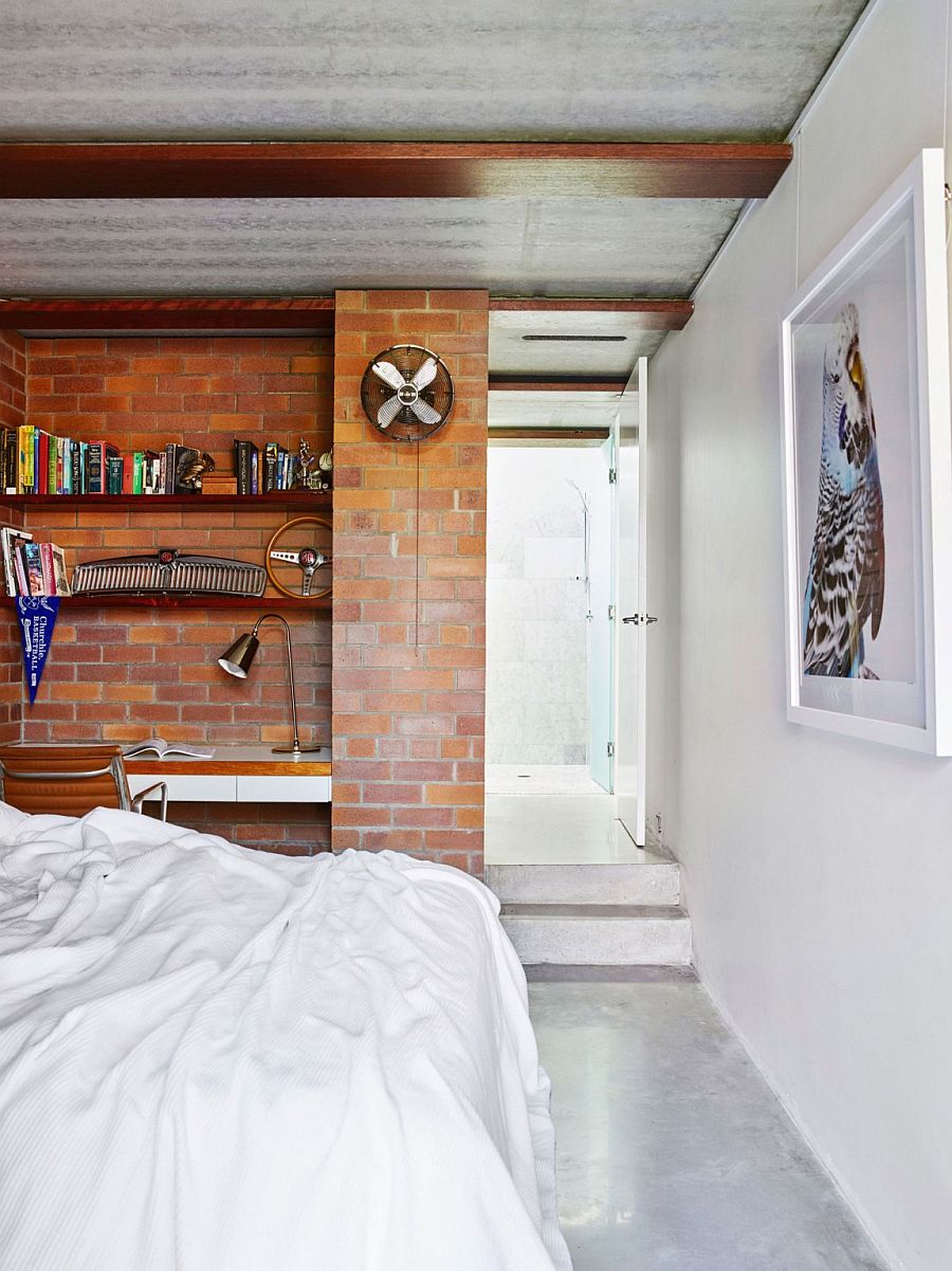 Brick wall brings unique texture to the bedroom