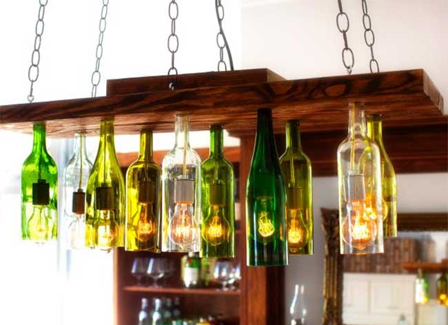 Chandelier Made of Wine Bottles