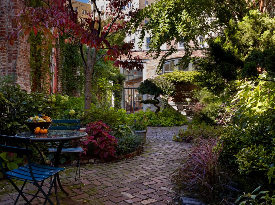 Charming brick patio path