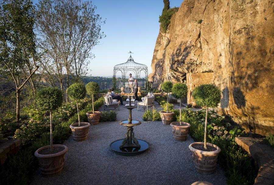 Charming metal gazebo in a cliffside setting