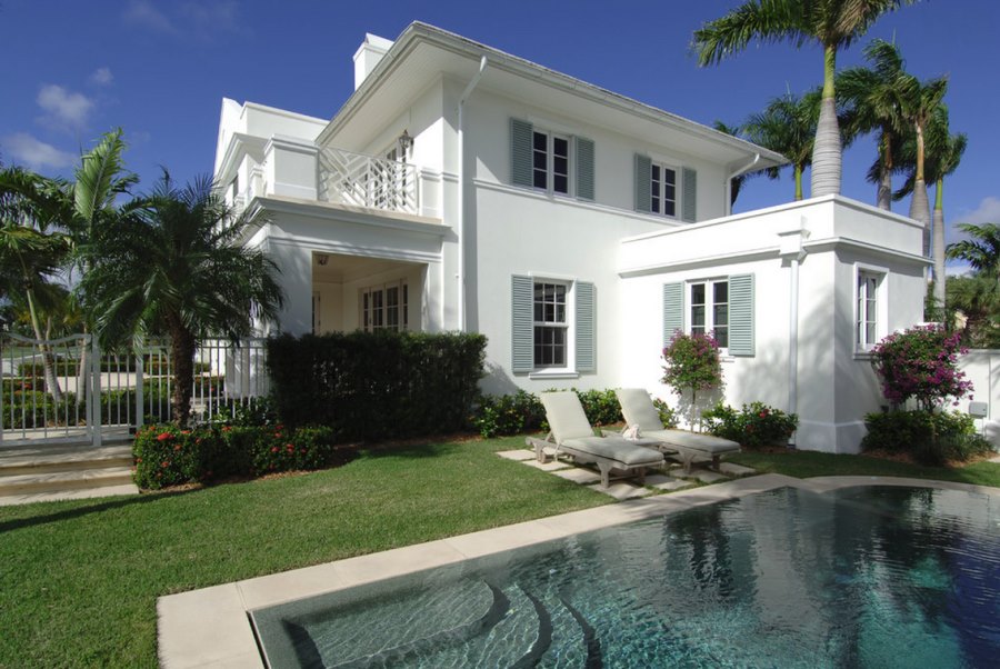 Classic stucco home with Caribbean style