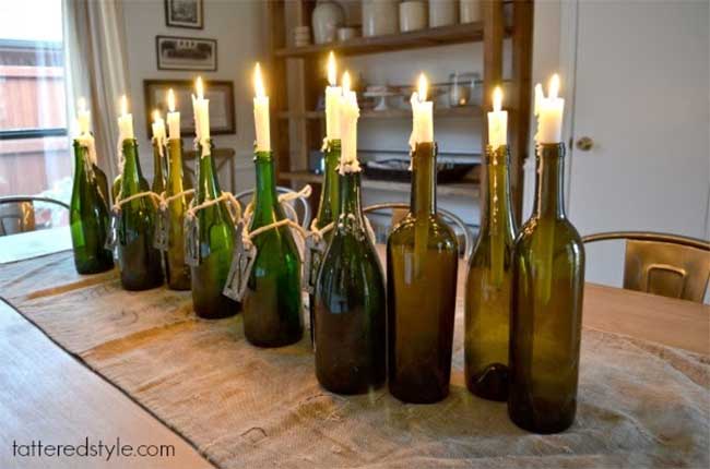 DIY Wine Bottle Candle Holders