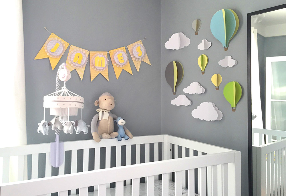 DIY Yellow and Grey Theme Baby Shower Banner