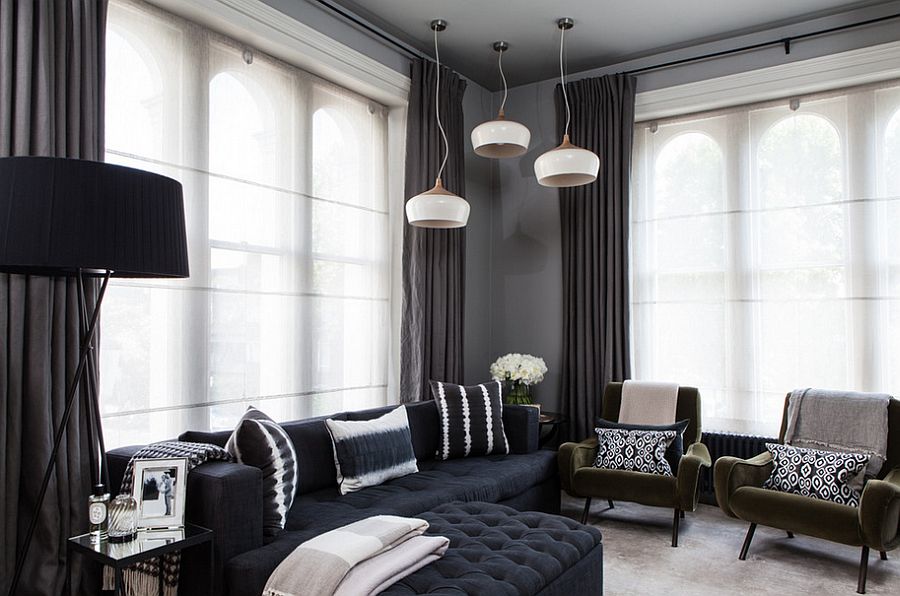 Dark drapes look as elegant as lighter, whiter versions when used right