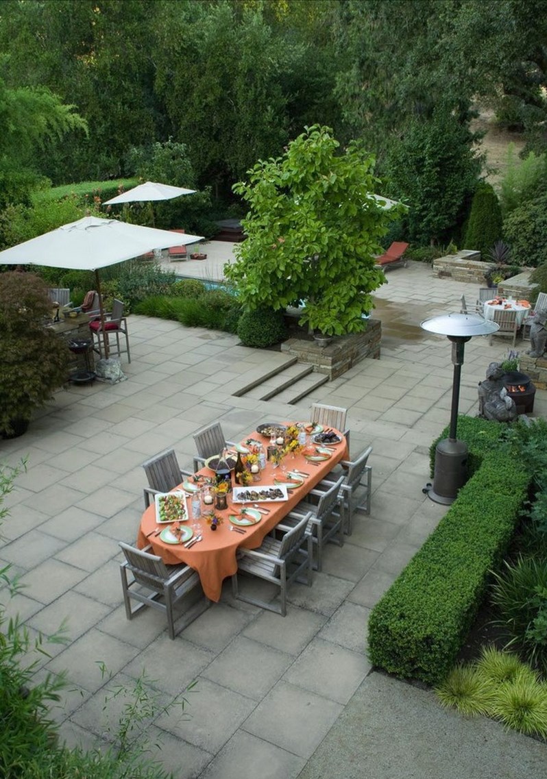 Dining area on a paver patio