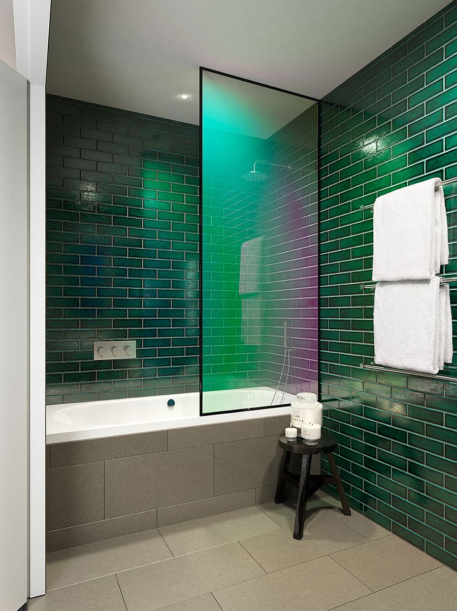 Fabulous use of bright colors in the contemporary bathroom