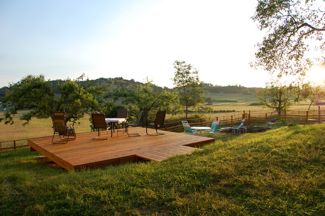 Gorgeous countryside landscape with a floating deck