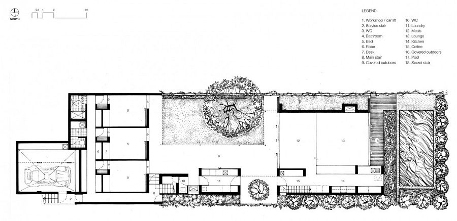 Floor plan of the second level of the Chistian Street House
