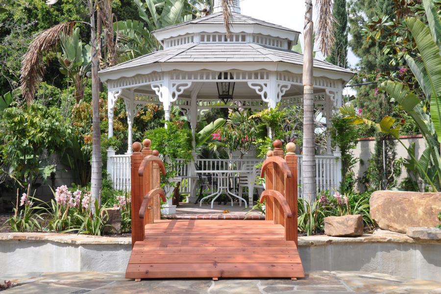 Gazebo surrounded by tropical plants