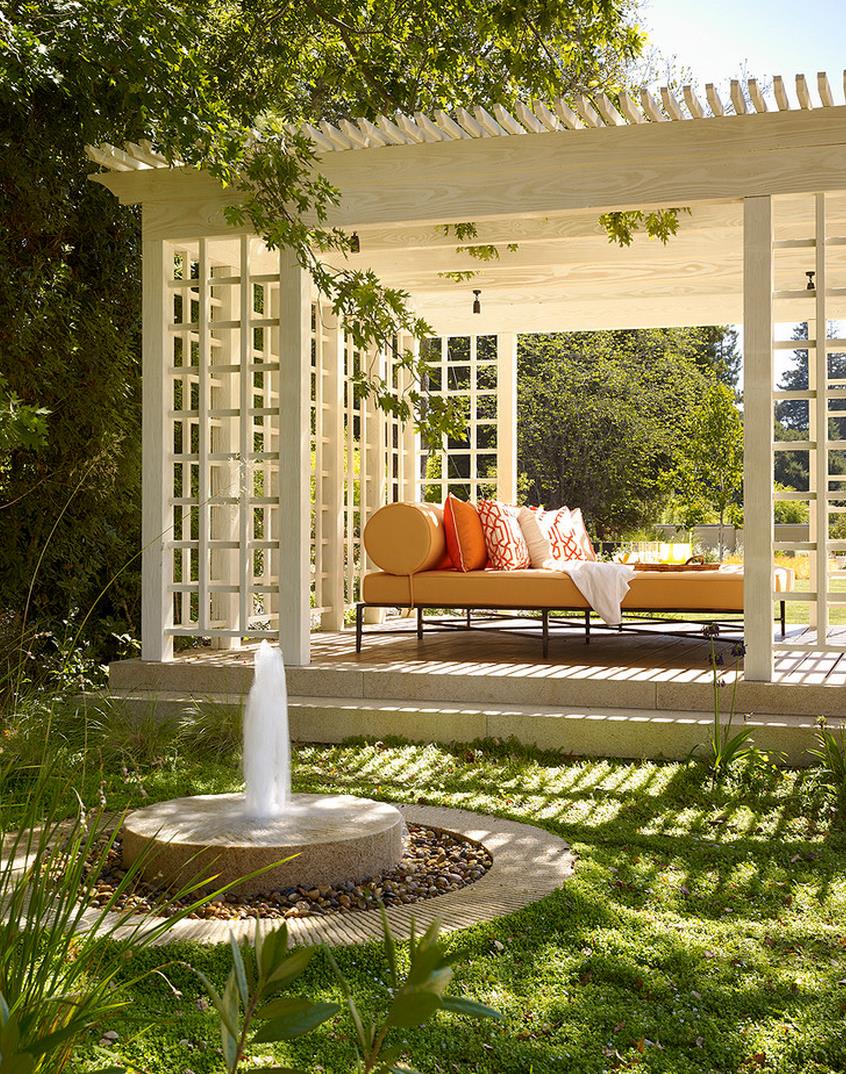 Gazebo with a stone floor