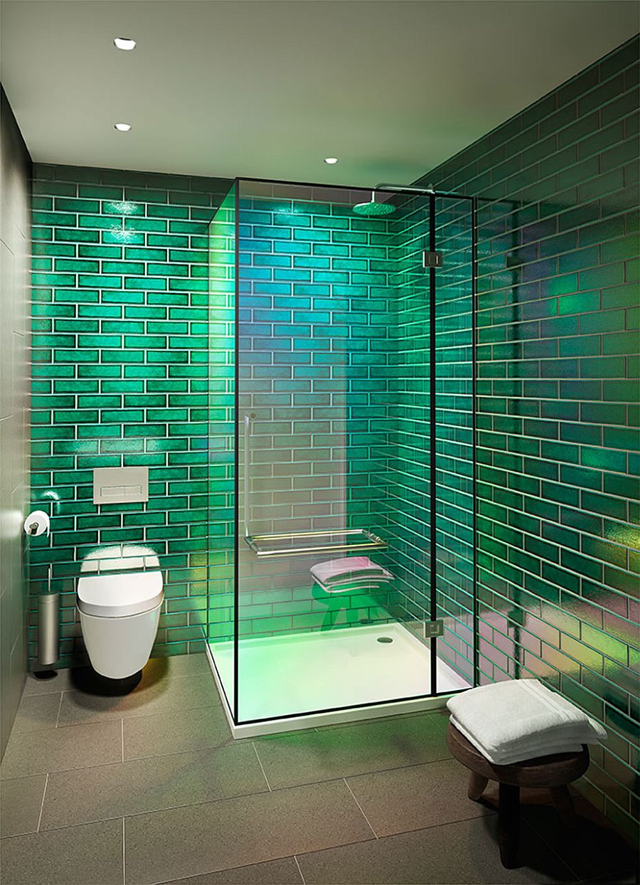 Glass shower area inside the bathroom