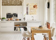wood and white Scandinavian kitchen design