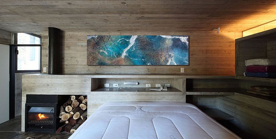 Gorgeous wall art adds color to the contemporary bedroom