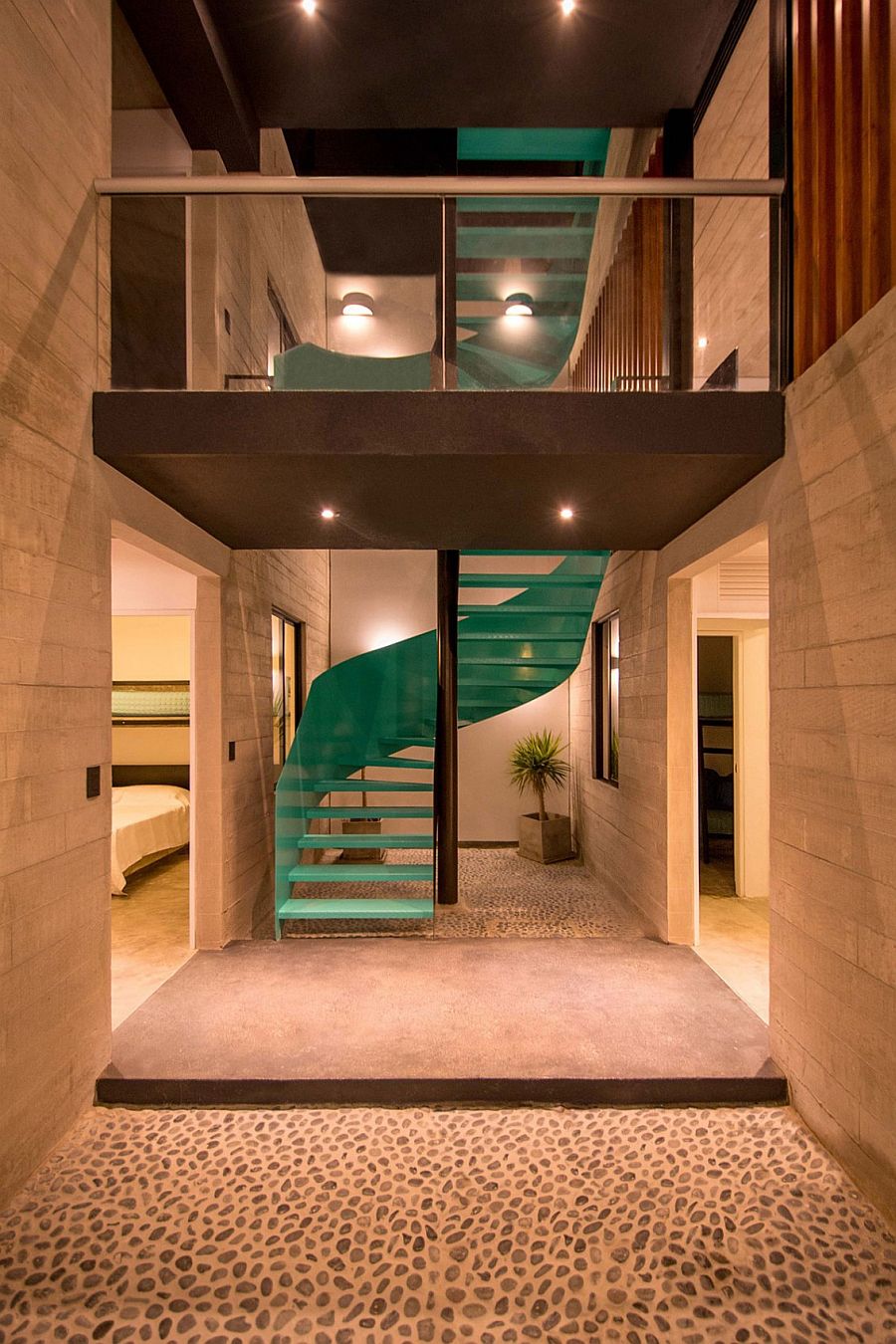 Ingenious staircase connects the various levels of the house