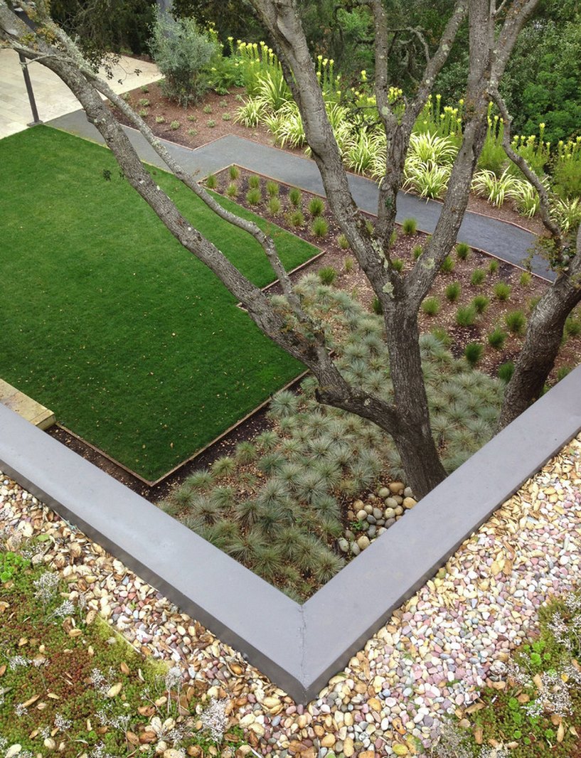 Landscaped yard with clear divisions