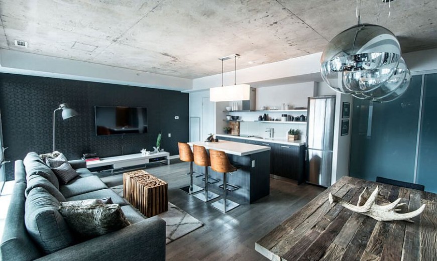 Organic Elements and Shades of Gray For This Industrial Loft in Toronto