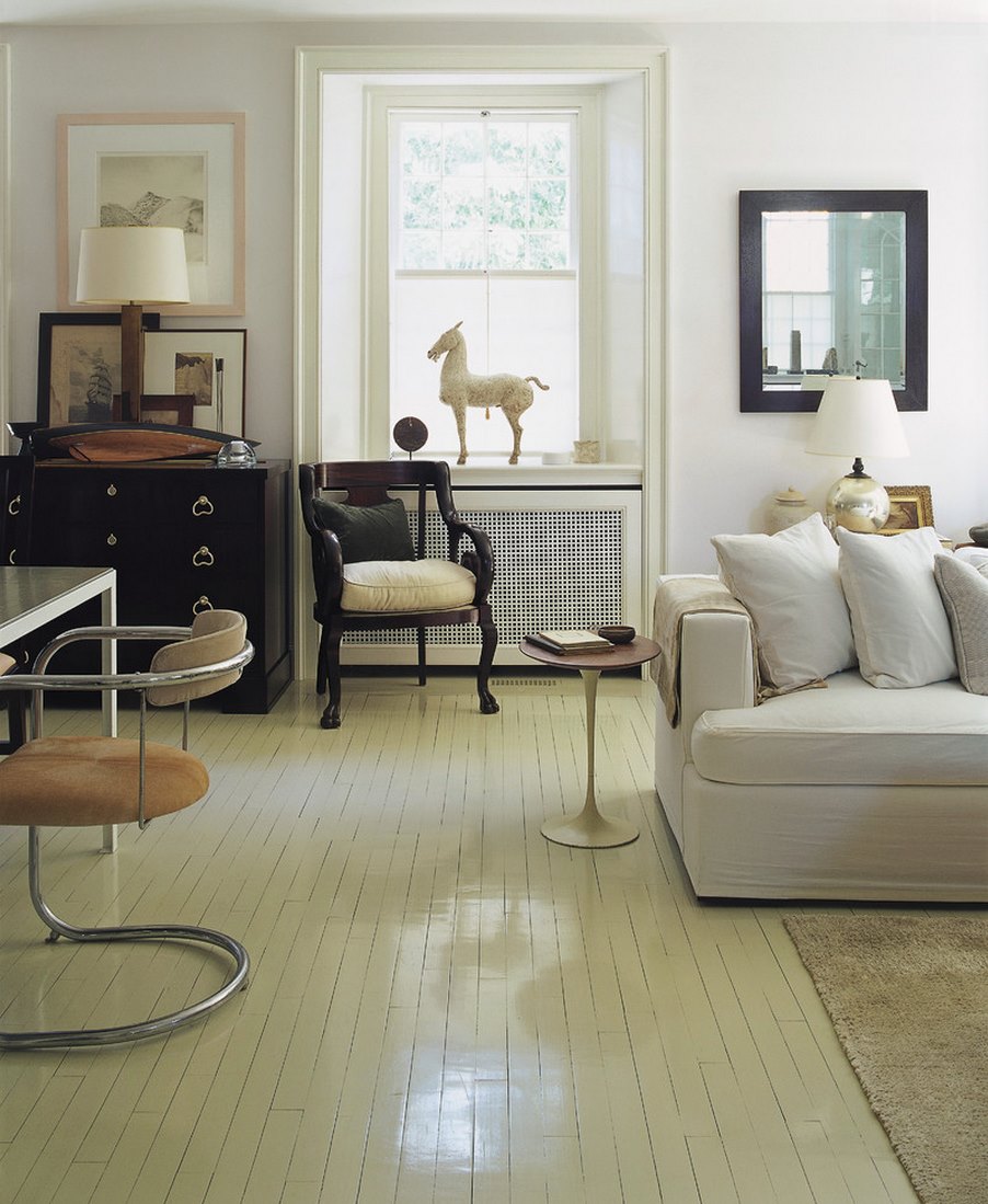 Living room with a window radiator cover