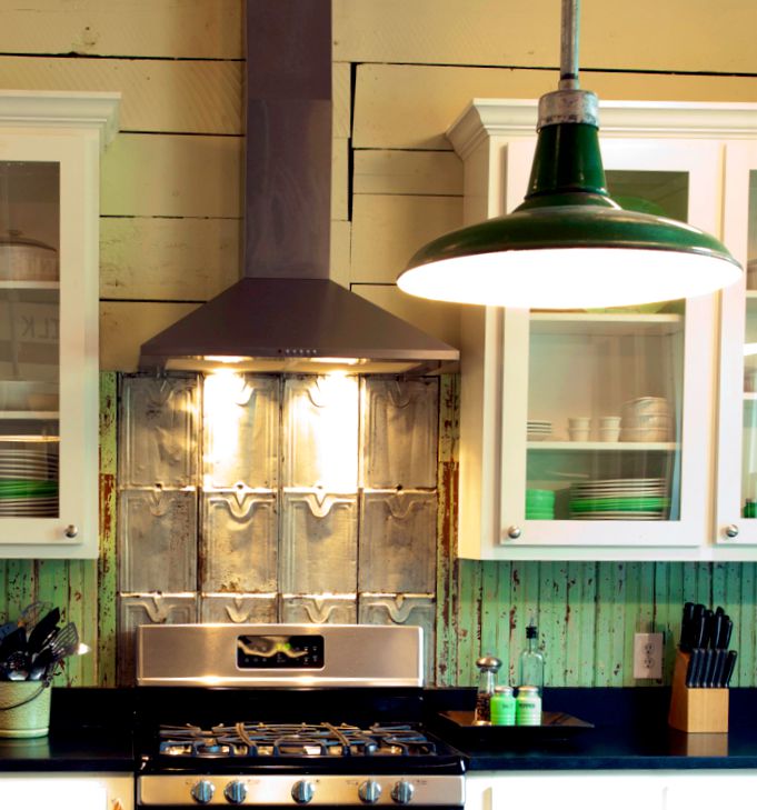 Reclaimed beadboard used in the vintage kitchen