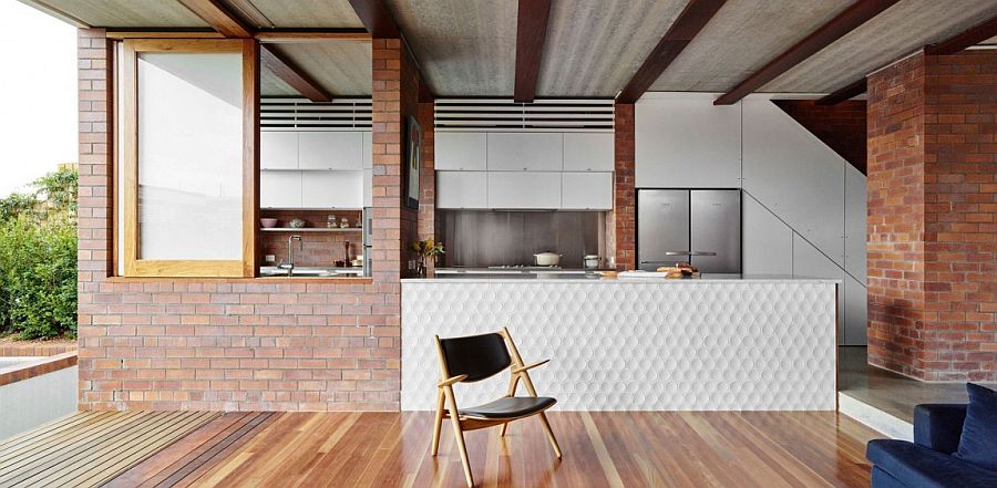 Lovely kitchen island design combines the classic with the modern