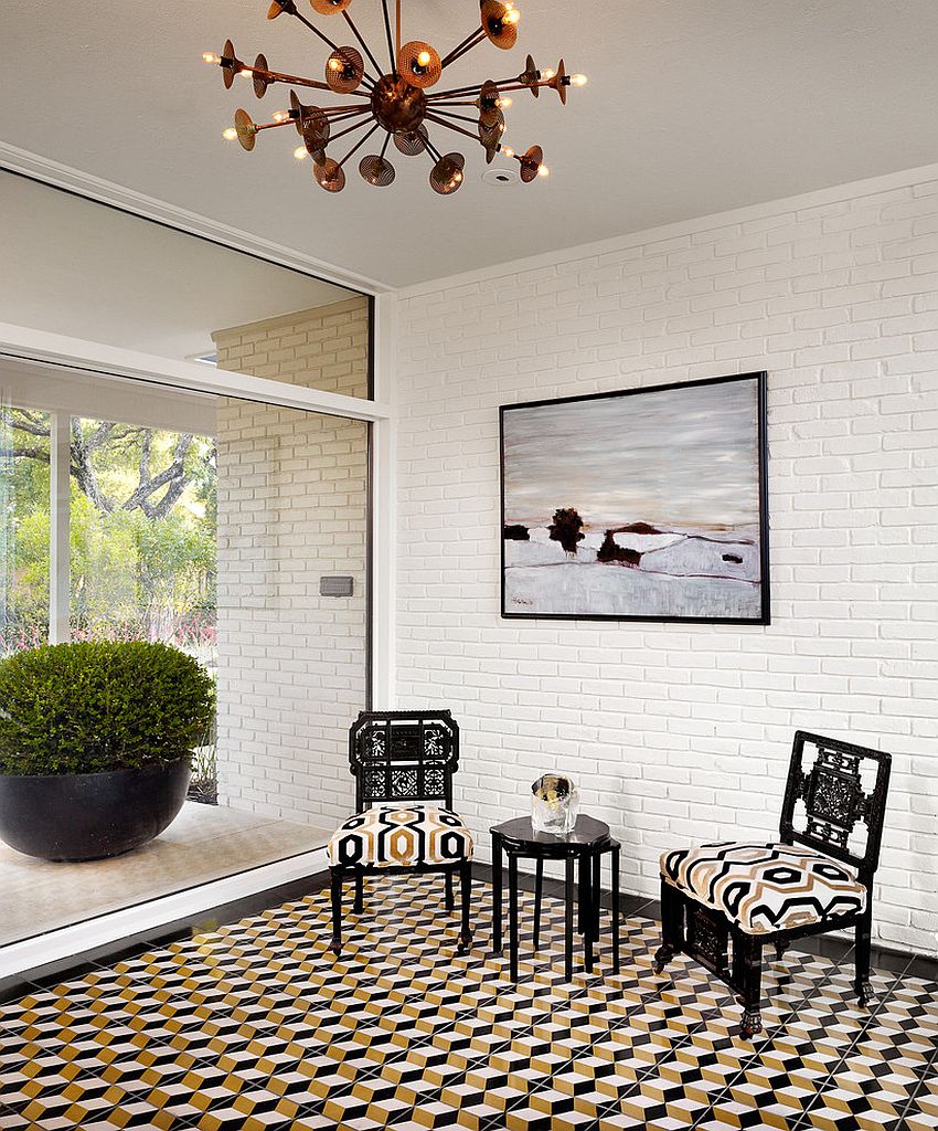 Midcentury modern entry with a dazzling floor!