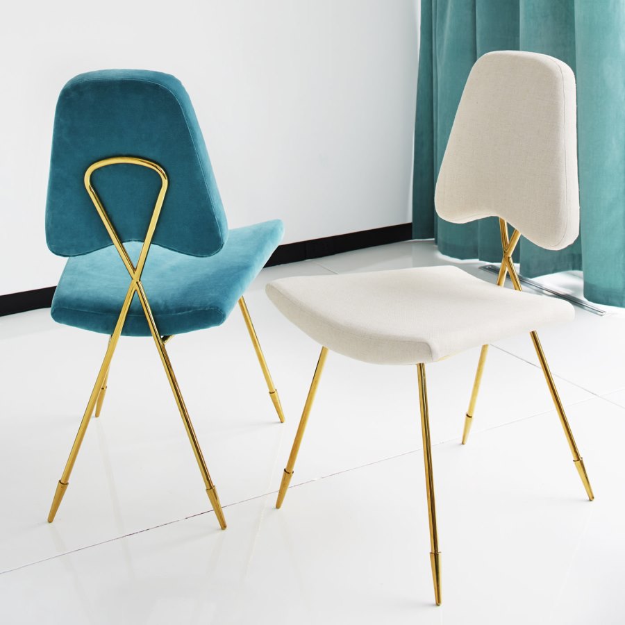 Modern dining chairs with a glass base